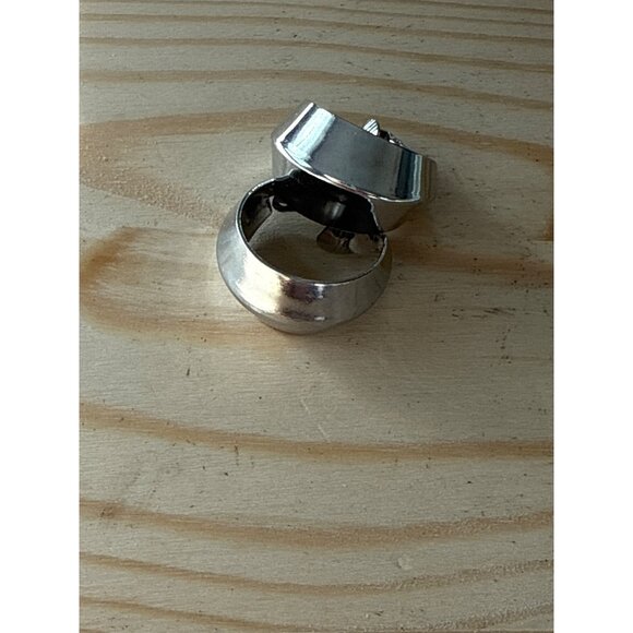 Vintage Clip-On Silver Hoop Earrings - Picture 1 of 4